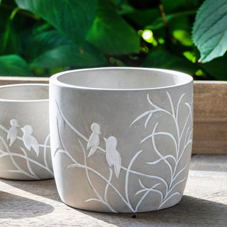 Lovebirds Silhouette Cement Pots, Set of 3 - Small: 3"L x 3"W x 2.5"H, Medium: 4"L x 4"W x 3.25"H, Large: 5.5"L x 5.5"W x 4.75"H