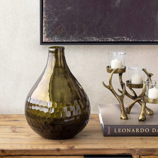 Honeycomb Glass Engraved Bottle Vase, Medium, 8.25"L x 8.25"W x 11.5"H