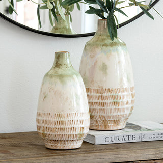 Fresno Ceramic Glazed Vase, Small, 6"L x 6"W x 10.75"H