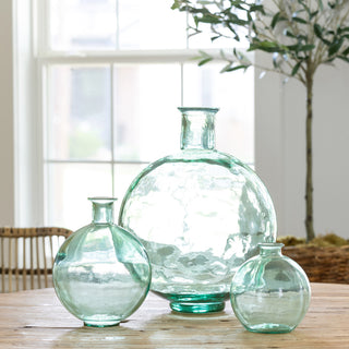 Recycled Glass Round Green Vase, Medium, 8"L x 8"W x 10.5"H