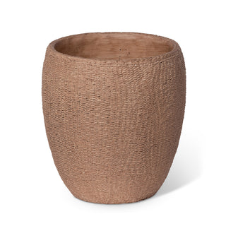 Seagrass Relief Pattern Cement Pot, 10"