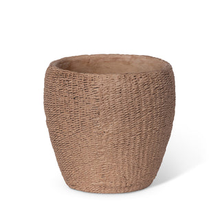 Seagrass Relief Pattern Cement Pot, 8"