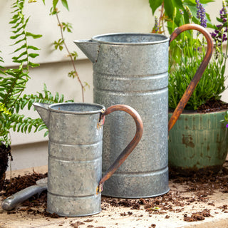 Metal Watering Tin Can, Small - 7.5"L x 3.5"W x 8.25"H, Iron and Copper