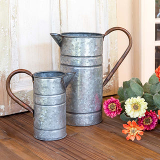 Metal Watering Tin Can, Small - 7.5"L x 3.5"W x 8.25"H, Iron and Copper