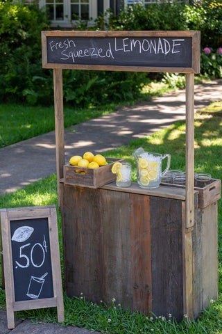 Wooden Lemonade Stand, 36"L x 16.5"W x 53.5"H