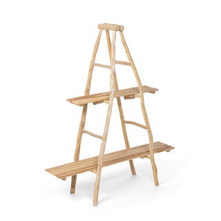 Teak Natural Ladder Display Shelf, 59"L x 18"W x 69.25"H