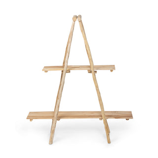 Teak Natural Ladder Display Shelf, 59"L x 18"W x 69.25"H