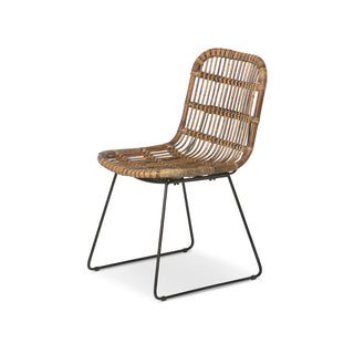 Rattan and Iron Miller Dining Chair, 17.25"L x 23.5"W x 34.25"H