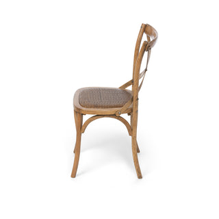Oak Wood Cross Back Chair, 18"L x 18"W x 34.5"H