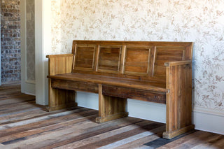 Wooden Chapel Bench, 71.5"L x 17.25"W x 35.25"H