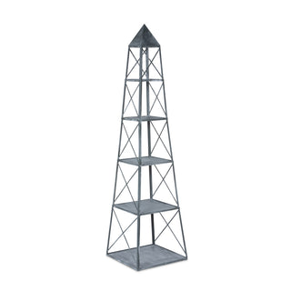 Stackable Galvanized Iron Obelisk, 24.75"L x 24.75"W x 97.5"H
