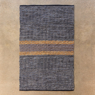 Woven Leather Stripe Rug, 4' x 6'
