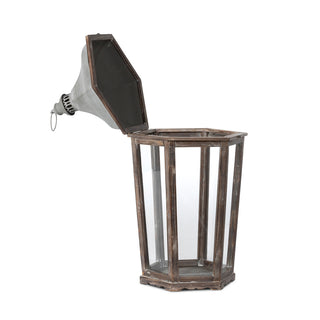 Wood & Galvanized Metal Lantern, Large