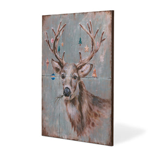 Festive Deer Iron Plaque, 28"L x 0.75"W x 34"H