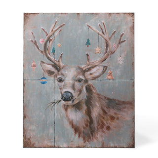 Festive Deer Iron Plaque, 28"L x 0.75"W x 34"H