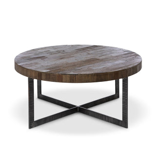 Recycled Elm and Iron Coffee Table, 35.43"L x 35.43"W x 16.54"H